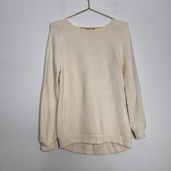 Cable Melbourne Sweater Medium Merino Wool Knit Light Academia Costal Grandma - Picture 1 of 10